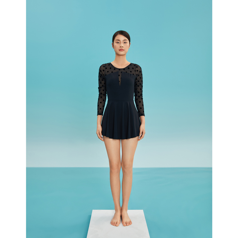 YINER LIFE 波点拼接遮肚显瘦裙式连体泳衣8J50215050