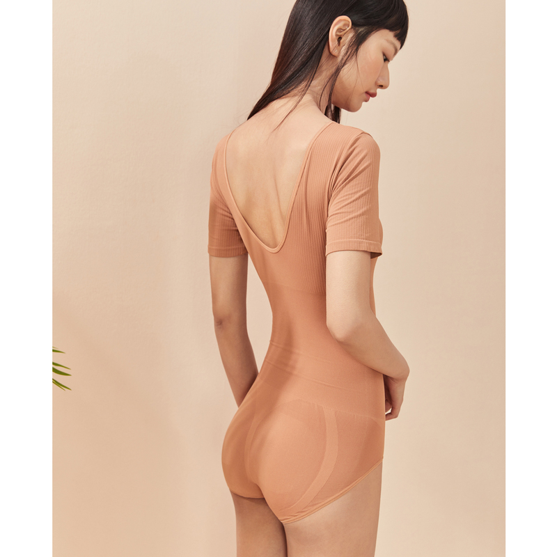 YINER LIFE 新款简约圆领短袖打底内搭收腹细腰塑身连体衣8J50217180