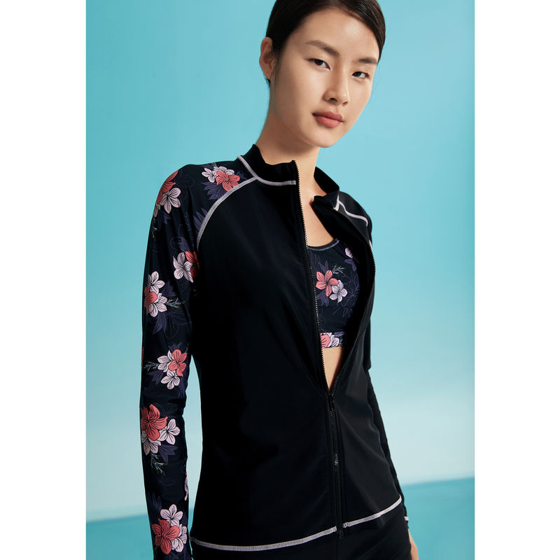 YINER LIFE 女装夏季新款印花长袖速干分体泳衣三件套8J50215220