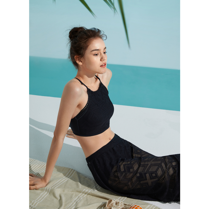 YINER LIFE 钩花镂空网纱分体泳衣三件套8J50215140