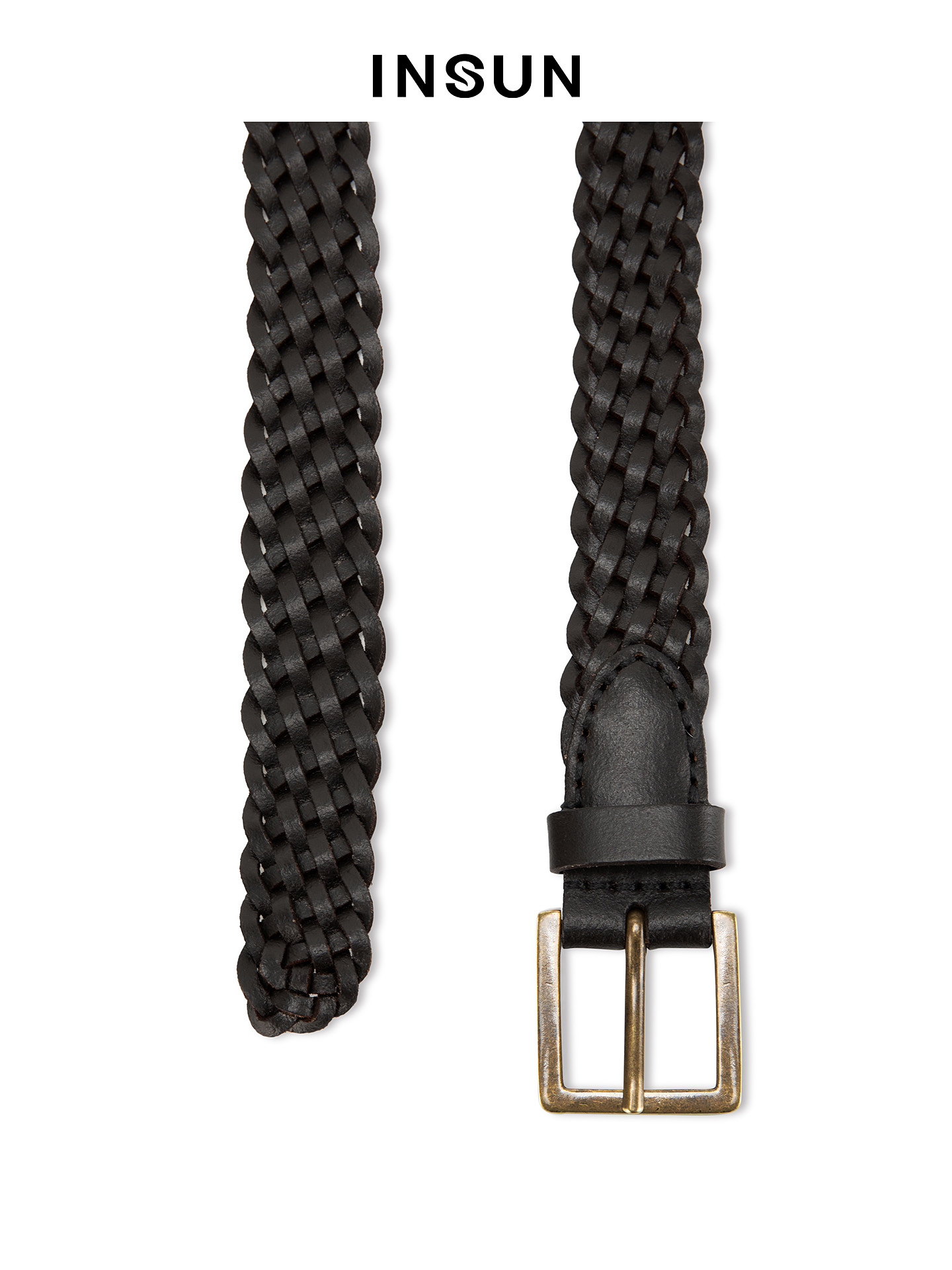 INSUN恩裳2026春季经典方形金属扣头牛皮腰带9C36195030