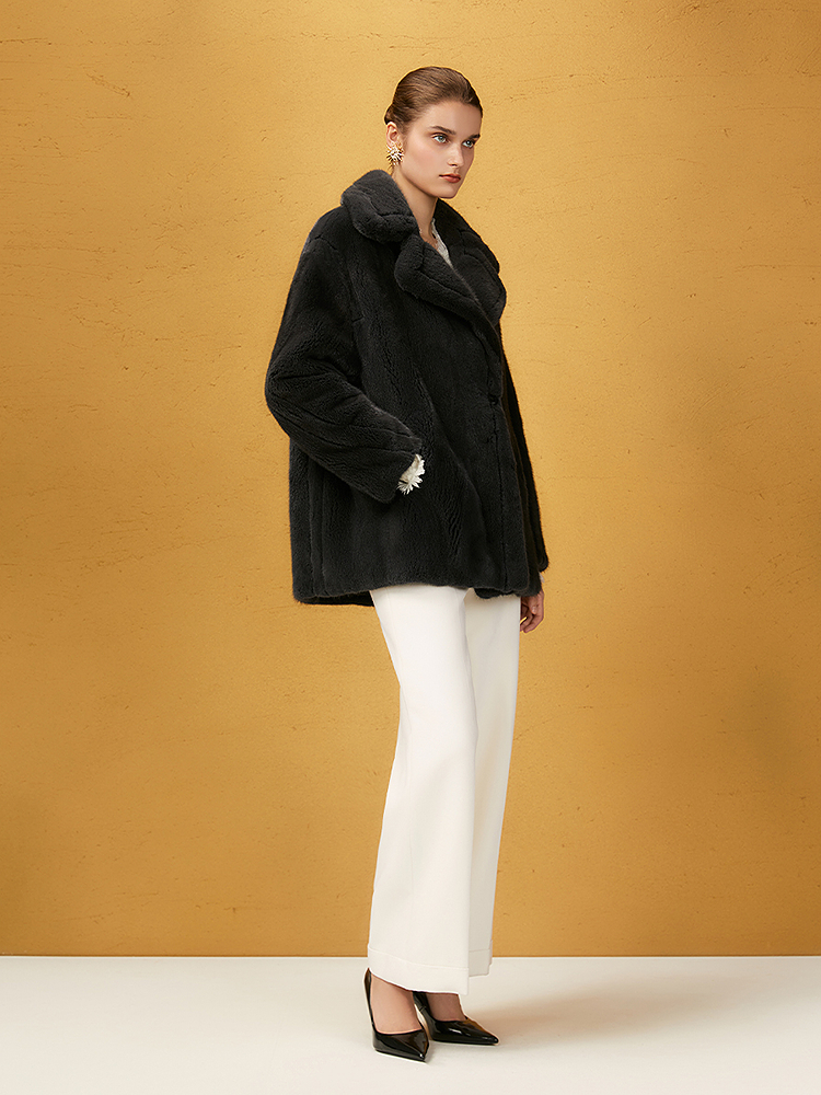 Song of Song歌中歌2025冬季新品深灰丹麦紫金貂绒星空灰泰迪熊廓形水貂皮草5C65509316