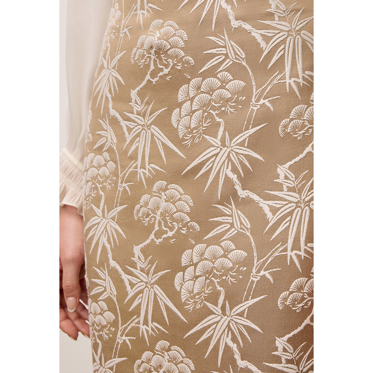 OBBLIGATO奥丽嘉朵2025秋季新品新中式松竹图纹提花直筒半裙1C35350280