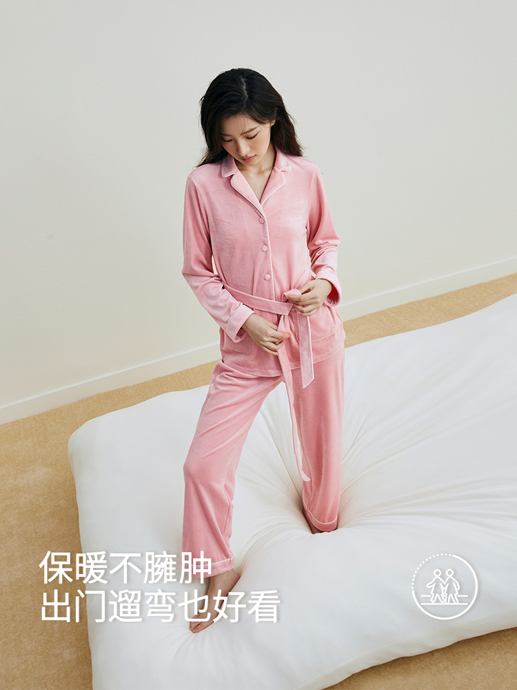 浪漫天鹅绒中长款家居套装8J34505010