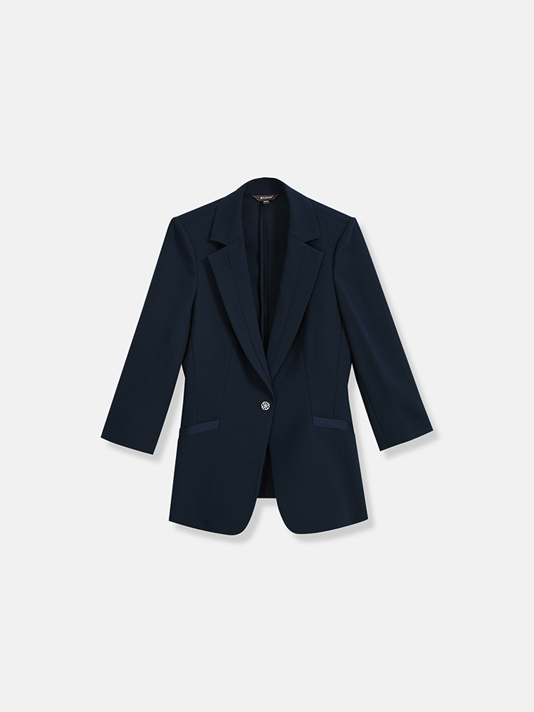 YINER音儿专选2026夏季新款时尚平驳领一粒扣醋酸混纺西装外套8C66210016