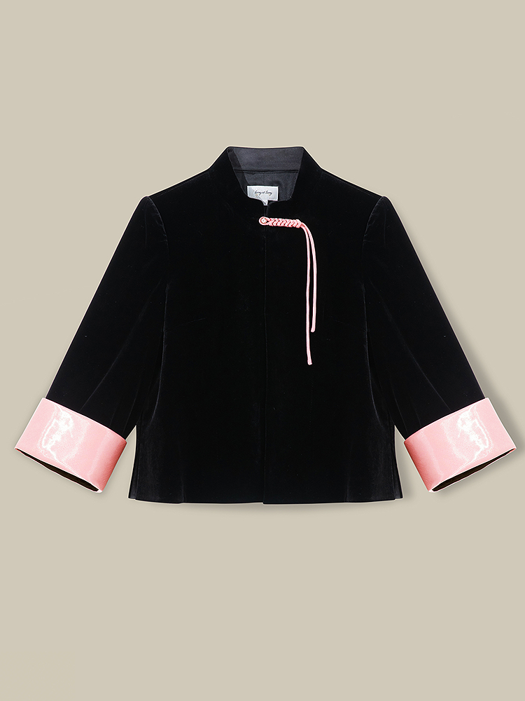 Song of Song歌中歌2026春季新款温雅气质真丝丝绒新中式盘扣外套5C36110420