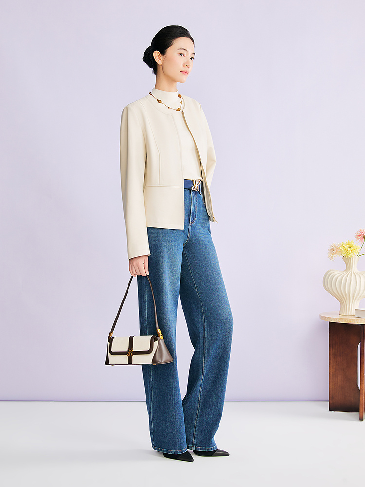 YINER音儿2026春季新款时尚复古棉弹莱赛尔混纺直筒休闲牛仔裤8C36120180