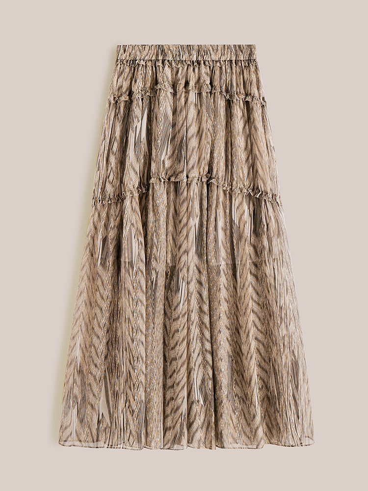 OBBLIGATO奥丽嘉朵2026夏季新款驼色印花短裙1C36250060