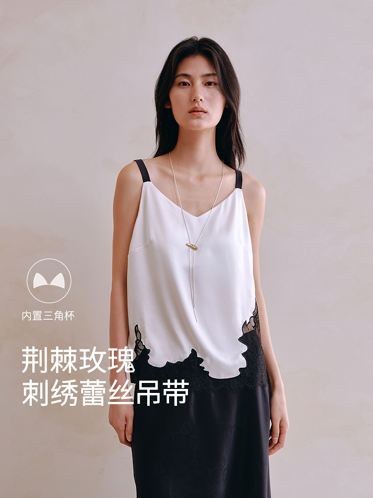 醋酸蕾丝刺绣带杯背心8J35227070