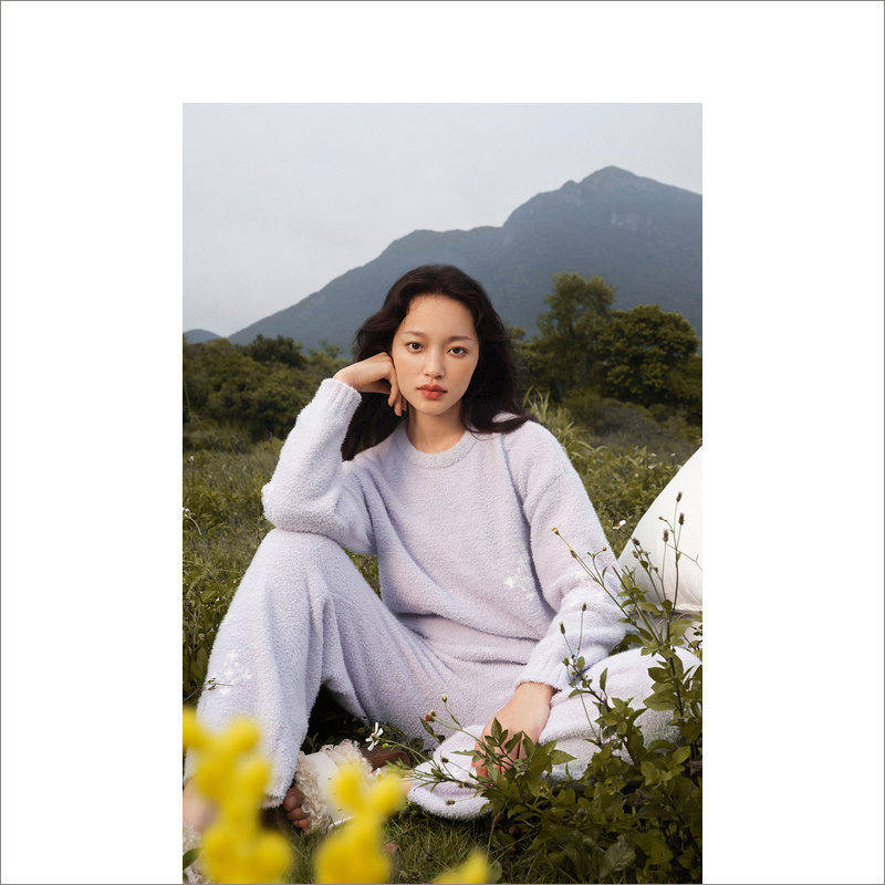 YINER LIFRE雪花毛线提花绵绵绒家居套装8J52505010