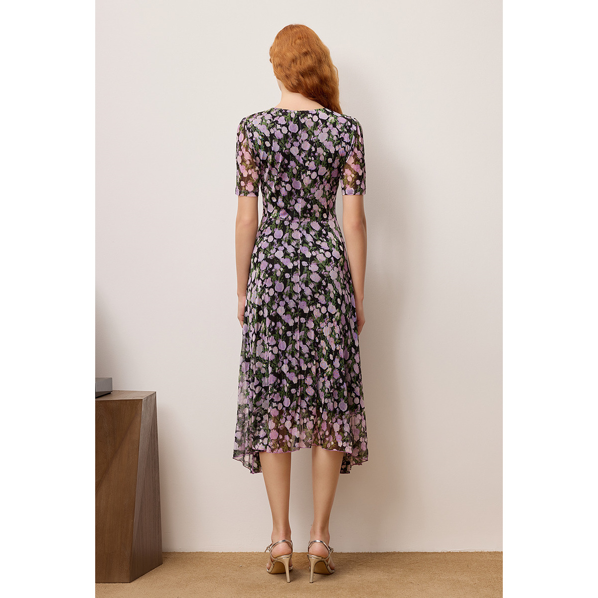 OBBLIGATO奥丽嘉朵2025夏季新品深紫桑蚕丝碎花法式茶歇连衣裙1C65205770