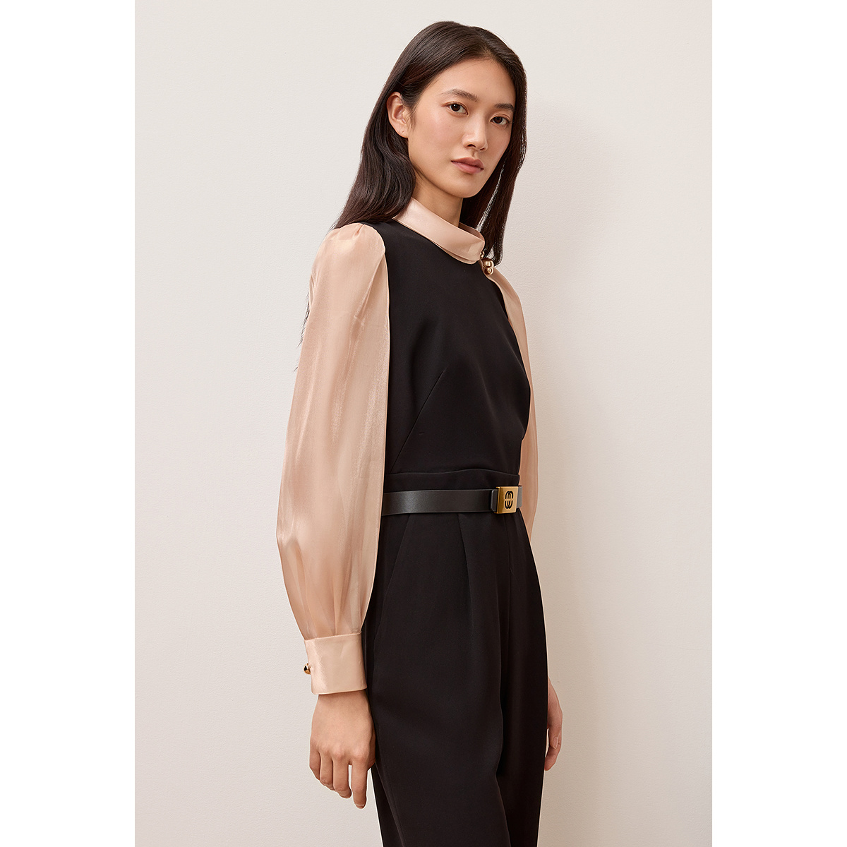 OBBLIGATO奥丽嘉朵2025夏季新品黑色解构设计时尚连体服1C65302010