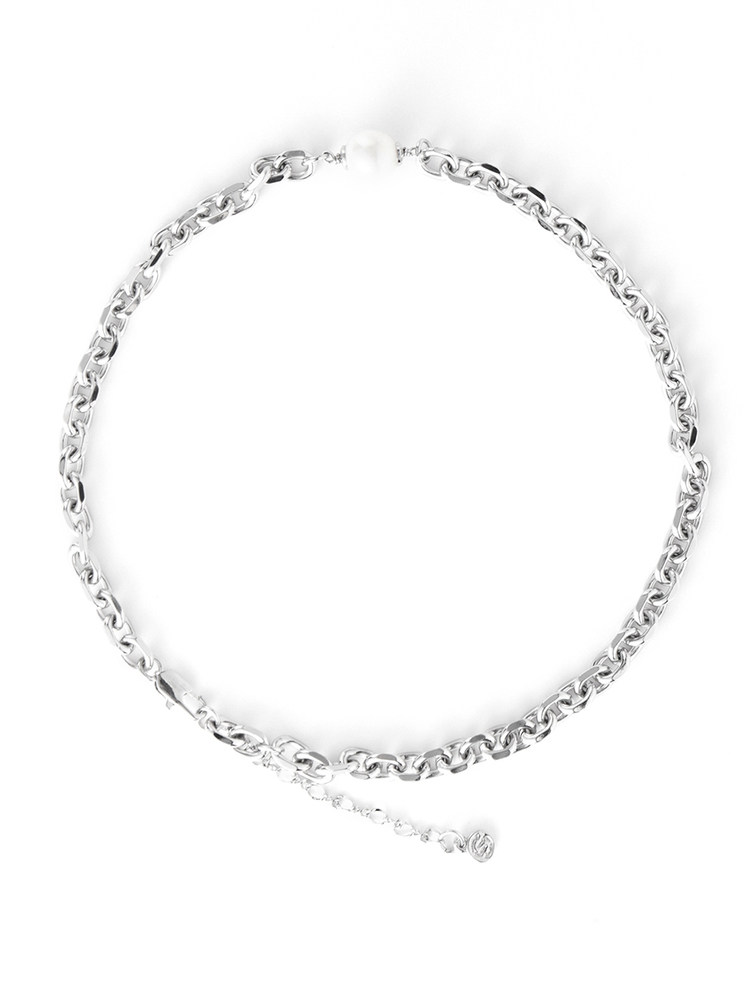 INSUN恩裳2024夏装时尚银色金属项链锁骨链9C34296020