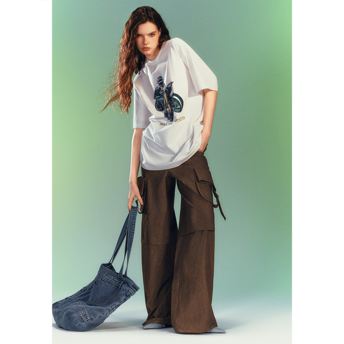 SALT.P可颜 2026夏季新款“机车少女”oversizeT恤AC36260060