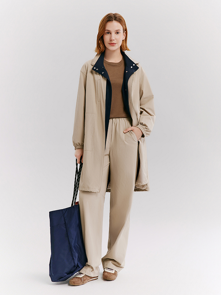 XII BASKET十二篮26春新立领H型中长款风衣防水耐磨复古通勤外套7C36107370