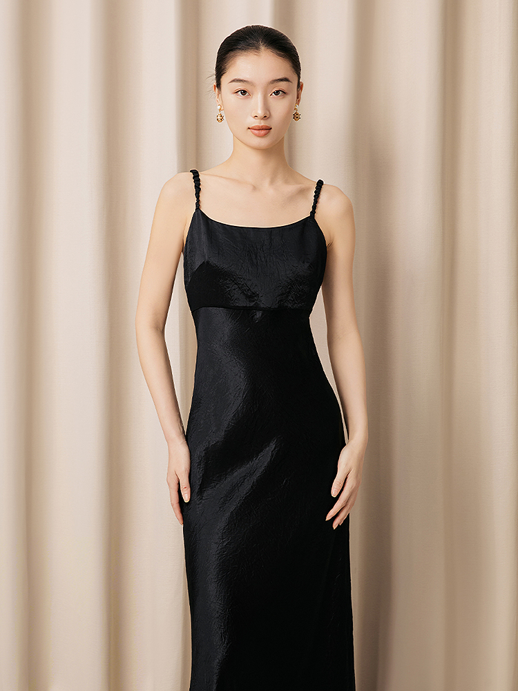 【天然醋酸】Song of Song歌中歌2026夏季新款纹理吊带礼服连衣裙5C36205530