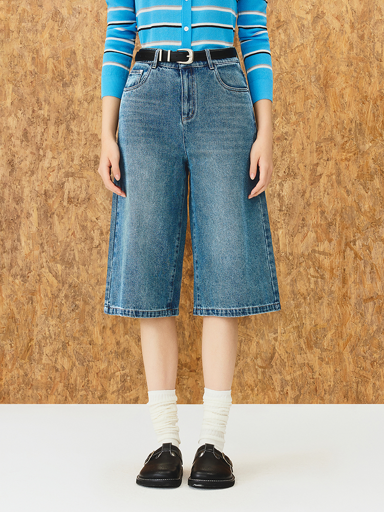 ToyzY2026春季新款中腰直筒小A型酷飒七分牛仔裤ZC36120670