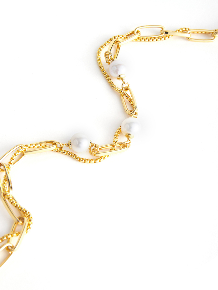 INSUN恩裳2024夏装时尚双层锁骨链珍珠项链9C34296040