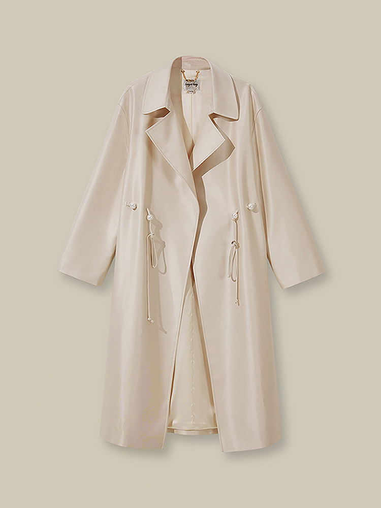 Song of Song歌中歌2026春季新品大翻领抽绳设计优雅风衣外套5C36107510