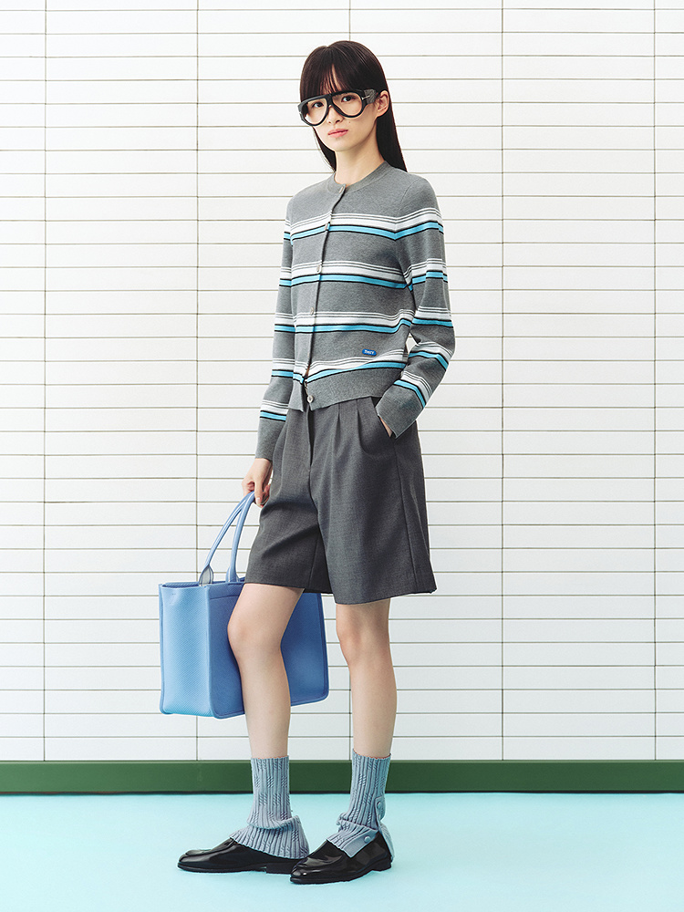 ToyzY2026春季新款撞色条纹亲肤品质毛针织开衫ZC36106780
