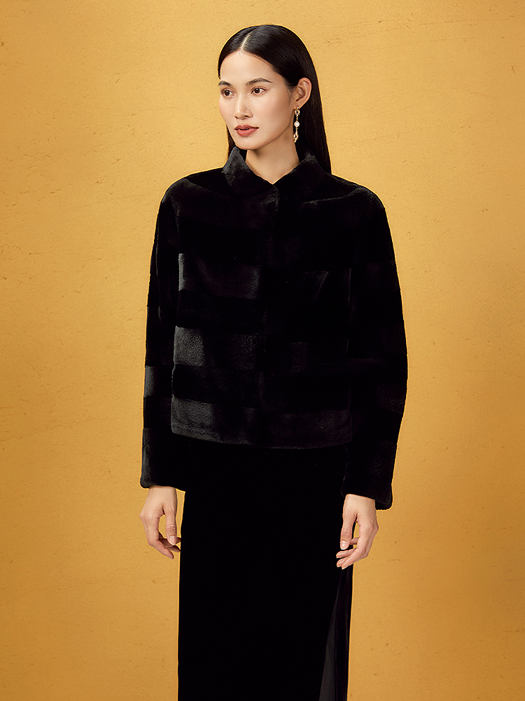 Song of Song歌中歌2025冬季新款进口皇冠天鹅绒短款皮草上衣5C65509326