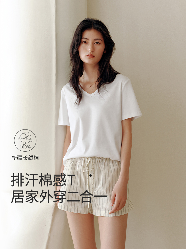 7A抗菌超柔100%长绒棉V领T恤8J35227220