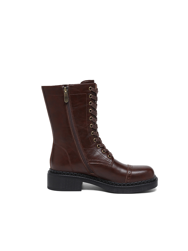 XII BASKET十二篮25冬时尚厚底英伦风真皮马丁靴7C35592040