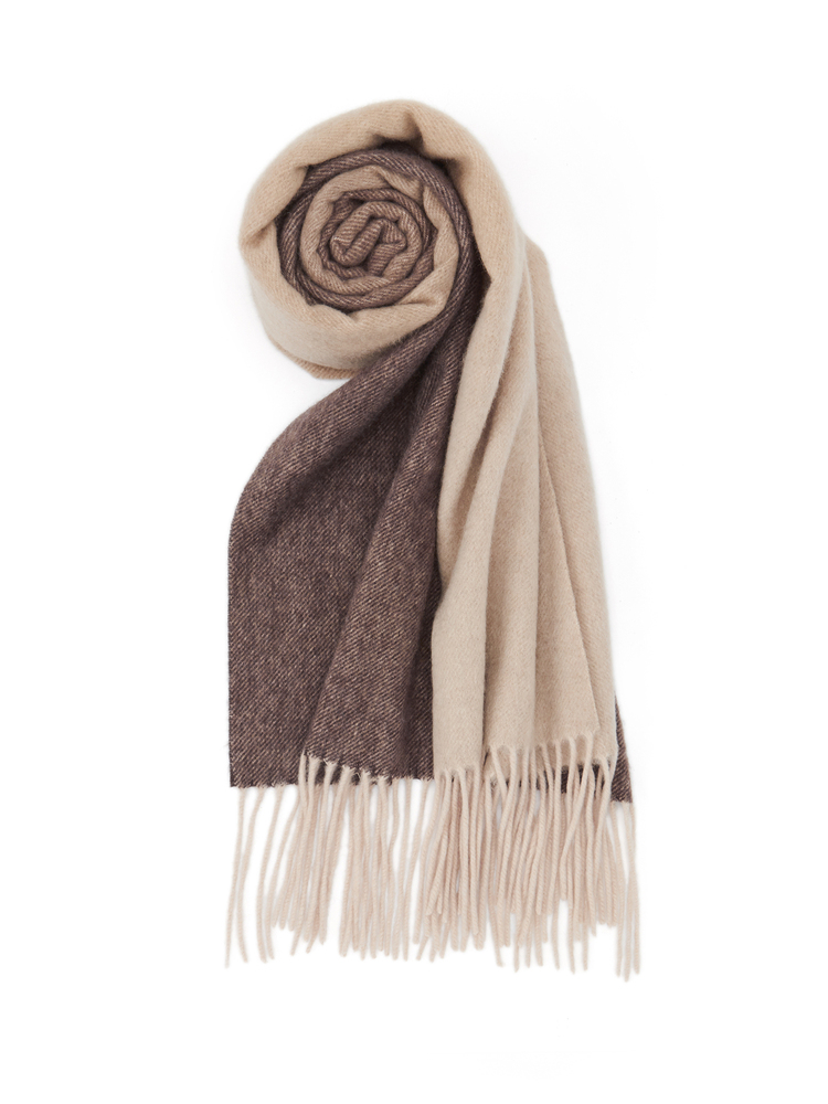 INSUN恩裳商场同款冬季时尚拼色设计羊毛羊绒混纺保暖气质围巾9C32590070