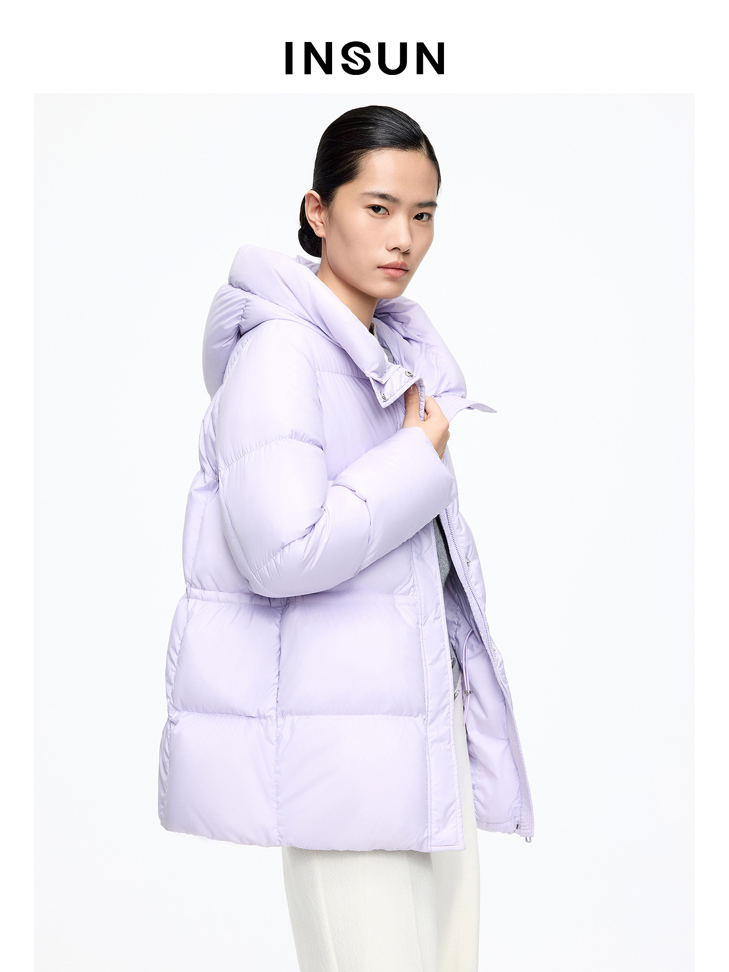 INSUN恩裳专选2026春季云朵泡芙一手长连帽短款羽绒服9C66108590