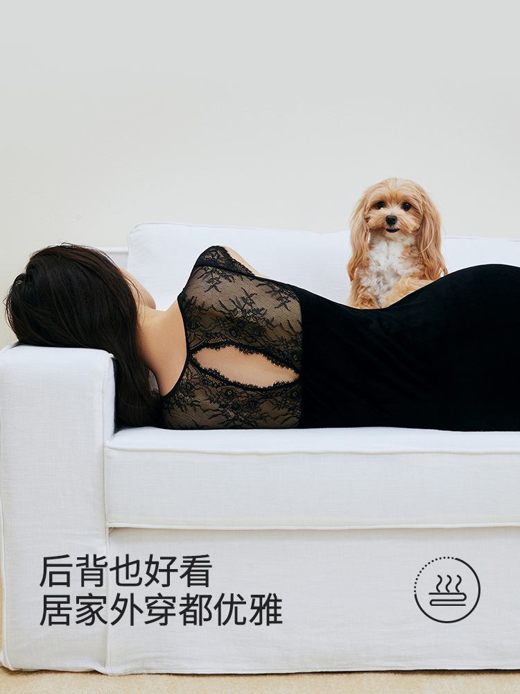 性感优雅带杯丝绒裙8J34527030