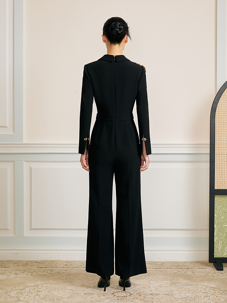 Song of Song歌中歌2026春季新品重工钉珠装饰墨韵松枝高定连体裤5C36102515