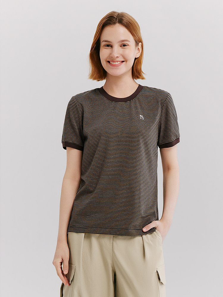 XII BASKET十二篮26夏新款圆领复古条纹舒适户外休闲T恤7C36260060