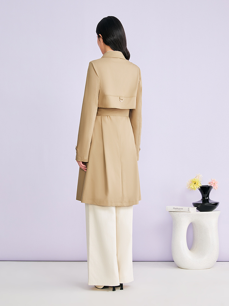 YINER音儿专选2026春季新款时尚翻领廓形单排扣系带收腰风衣外套8C66107016