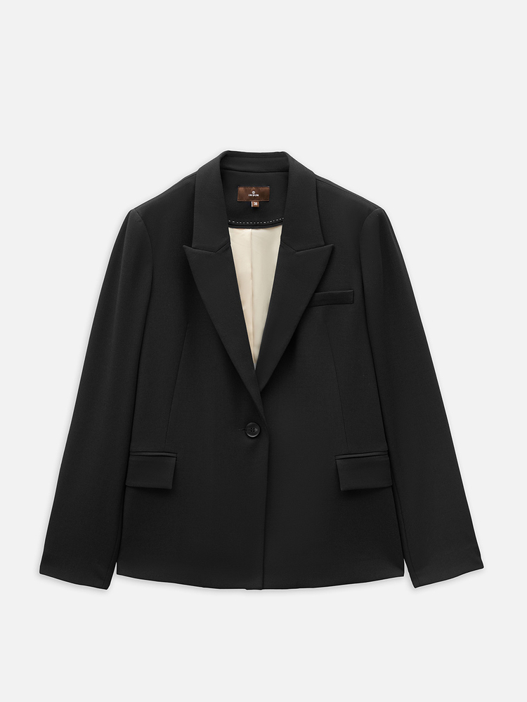 INSUN恩裳专选2024春款简约斜纹薄垫肩西装外套9C64110190