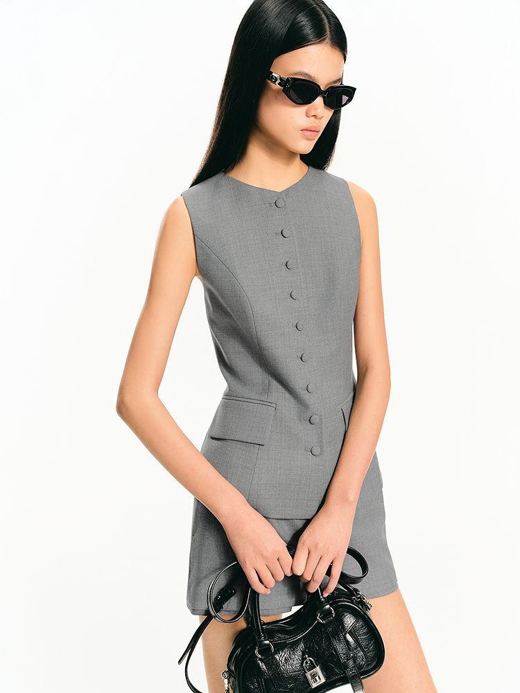 SALT.P可颜 2026春季新款精纺羊毛混纺马甲AC36101020