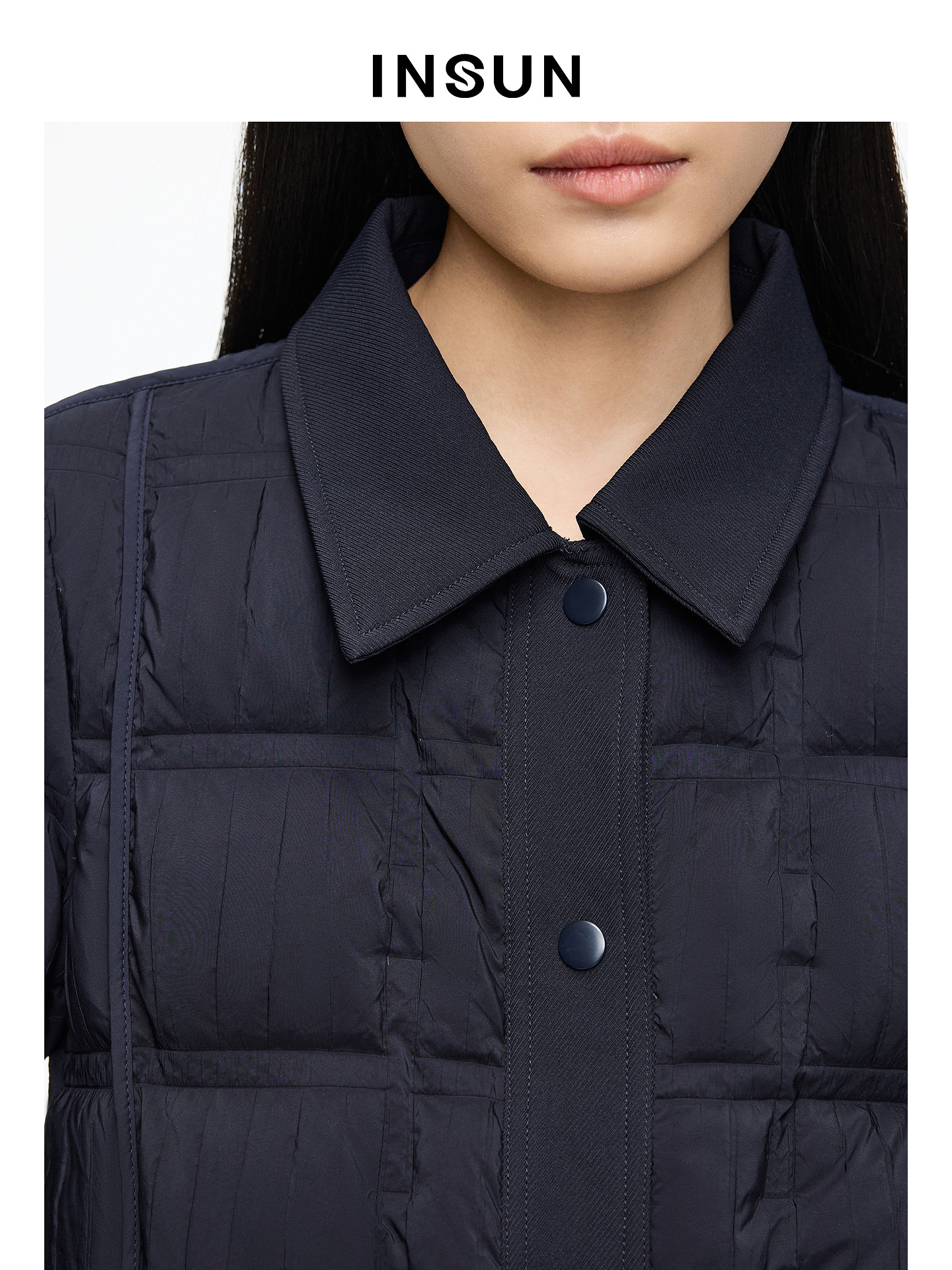 INSUN恩裳专选2026春季翻领利落感鹅绒短款羽绒服9C66108600