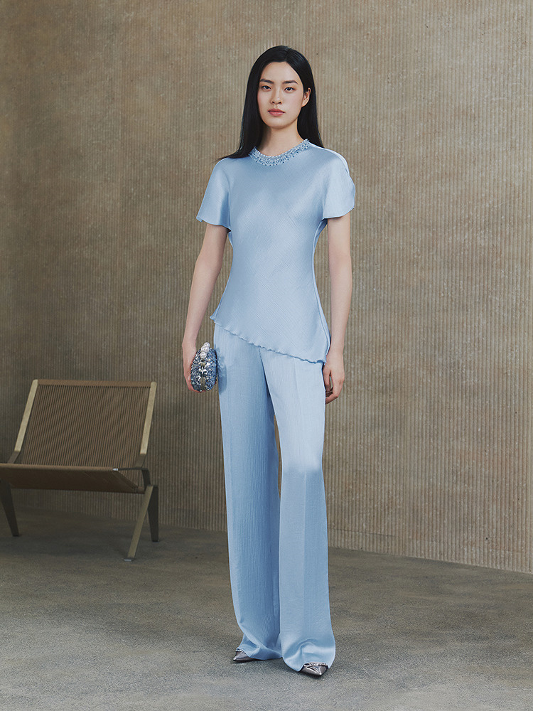 OBBLIGATO奥丽嘉朵2026夏季新款哑光高腰阔腿松弛感女裤长裤1C36220190