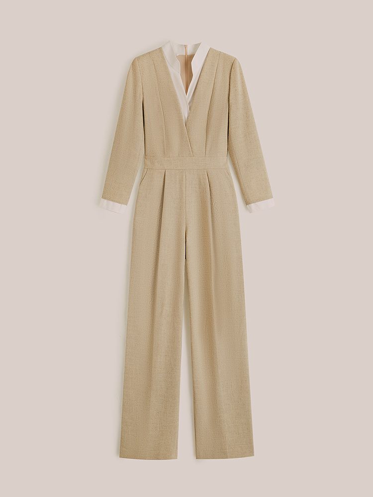 OBBLIGATO奥丽嘉朵专供2025秋季新品醋酸混纺亚麻感西装连体服1C65302650