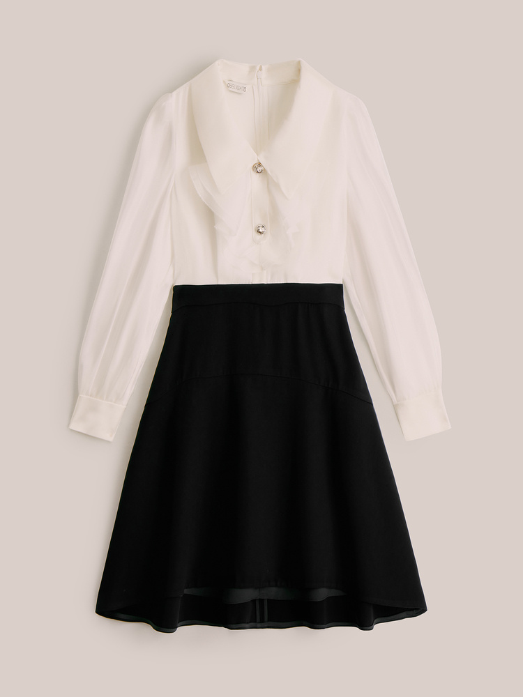 OBBLIGATO奥丽嘉朵2024春季黑色流光纱拼接连衣裙1C64105430