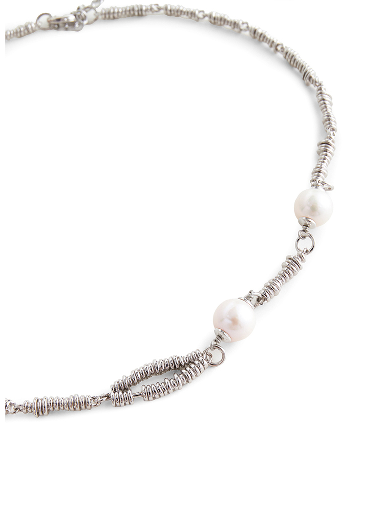 INSUN恩裳2024秋季复古金色珍珠碎银设计感锁骨链项链9C34396010