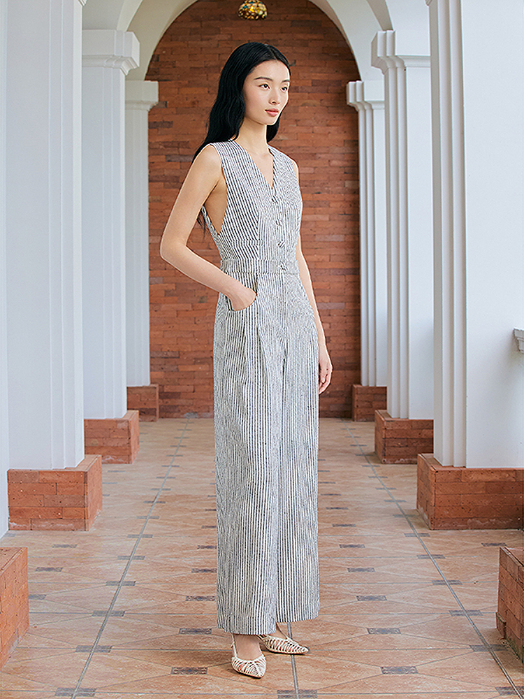 Song of Song歌中歌春季藏蓝条纹连体裤5C66102016