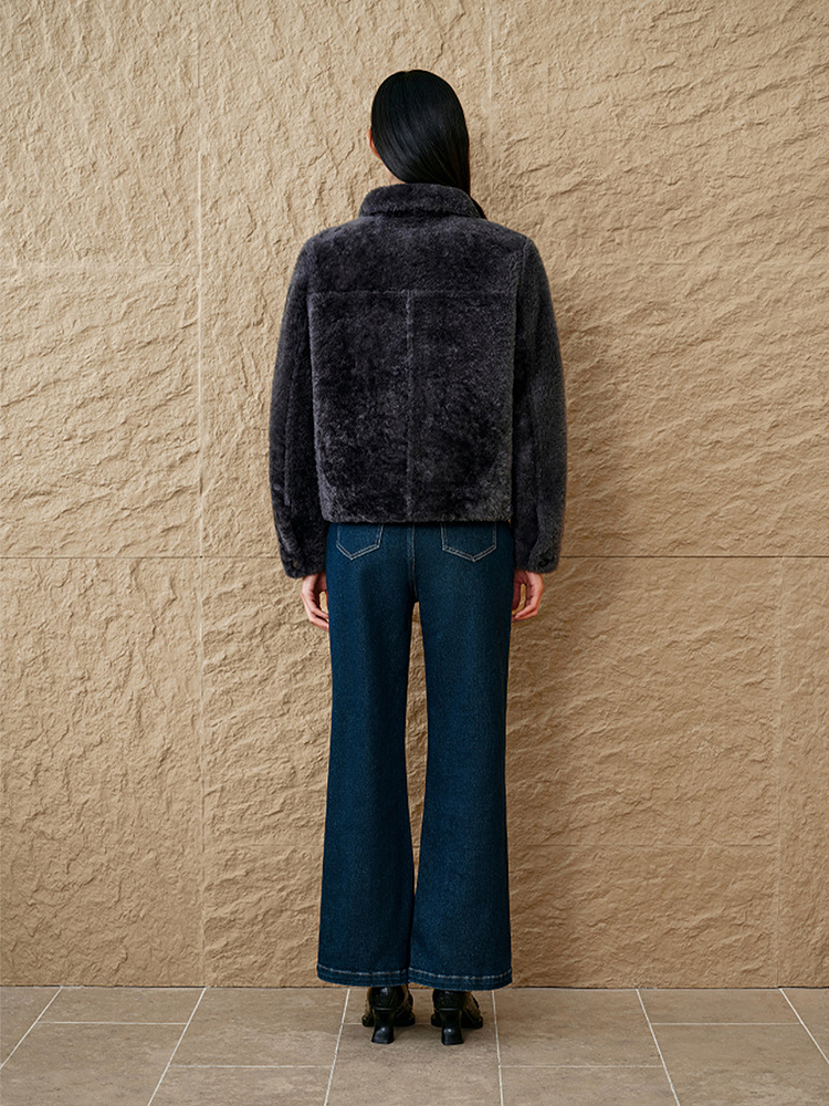 INSUN恩裳专选2024冬季时髦拉贡皮毛一体短外套9C64509810