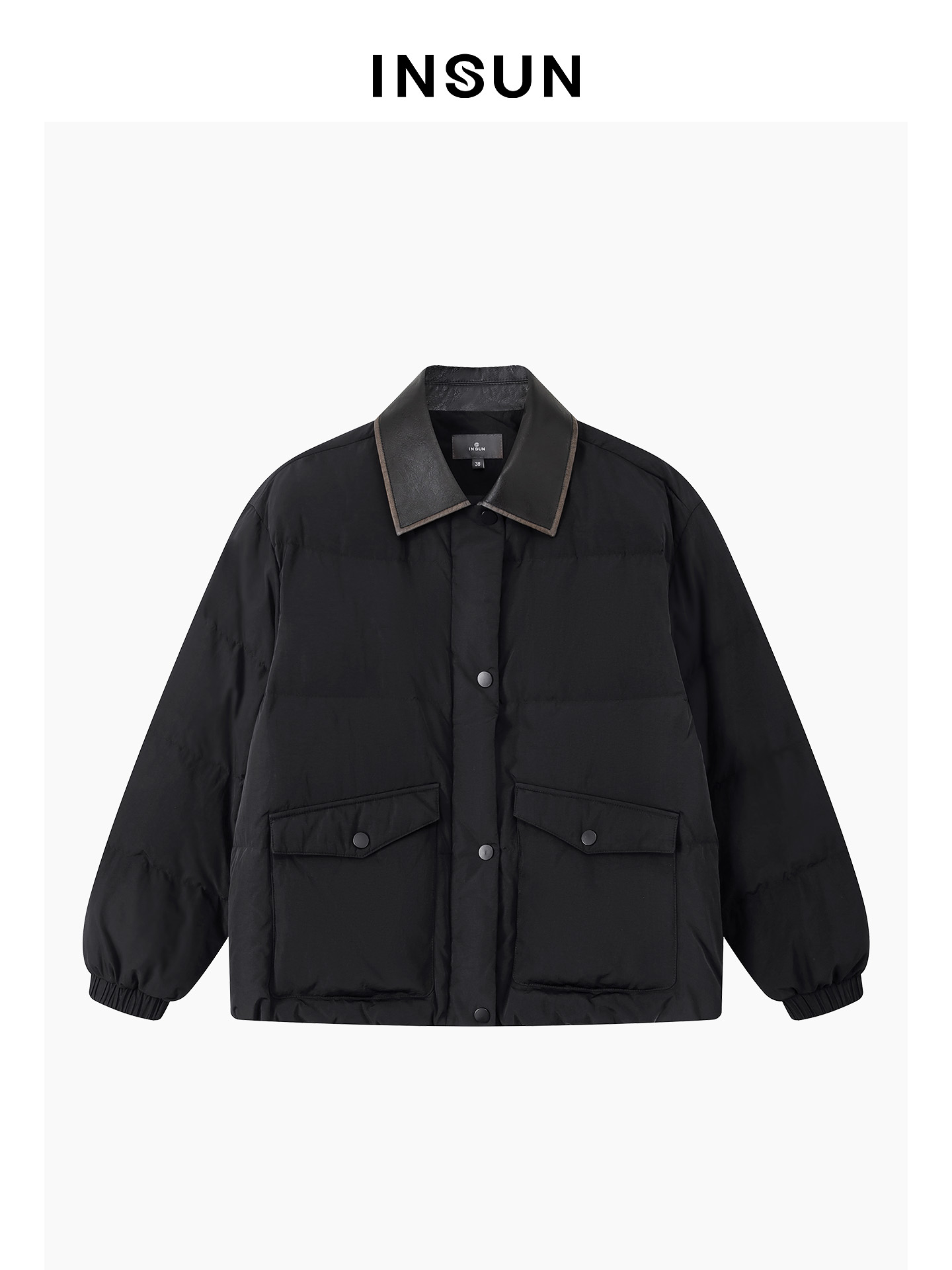 INSUN恩裳专选2026春季翻领面包格短款羽绒服9C66108580