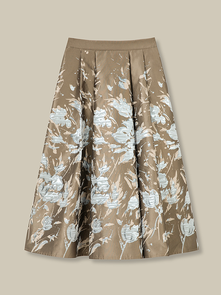 Song of Song歌中歌2026夏季新款银灰油画织影·进口提花A字半裙5C36250010