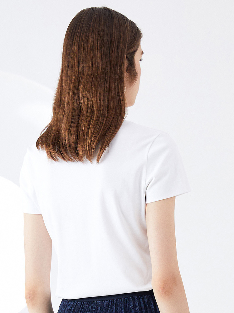 （已下架转渠道销售，勿拍）2019夏季v领短袖弹力修身短款时尚简约休闲纯棉T恤女