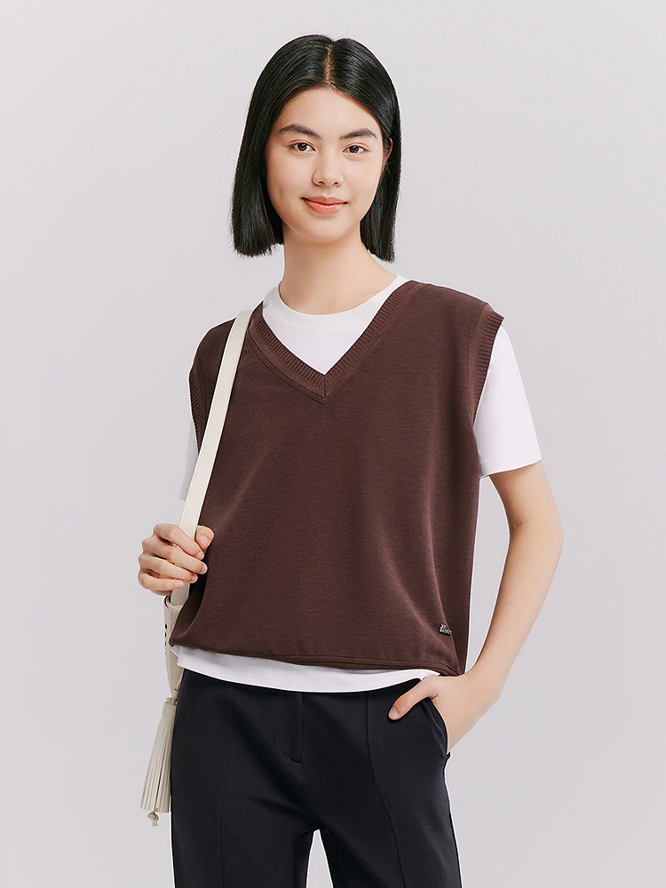 XII BASKET十二篮26夏新款简约百搭休闲V领无袖背心7C36204290