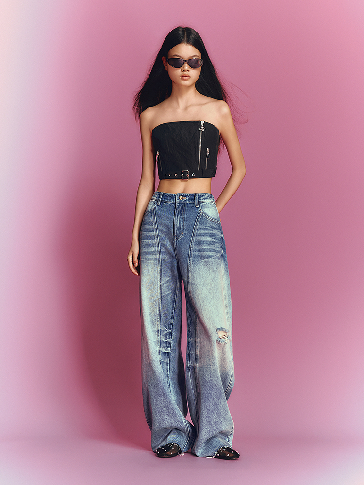 SALT.P可颜 2026夏季新款机能感黑色抹胸AC36299040