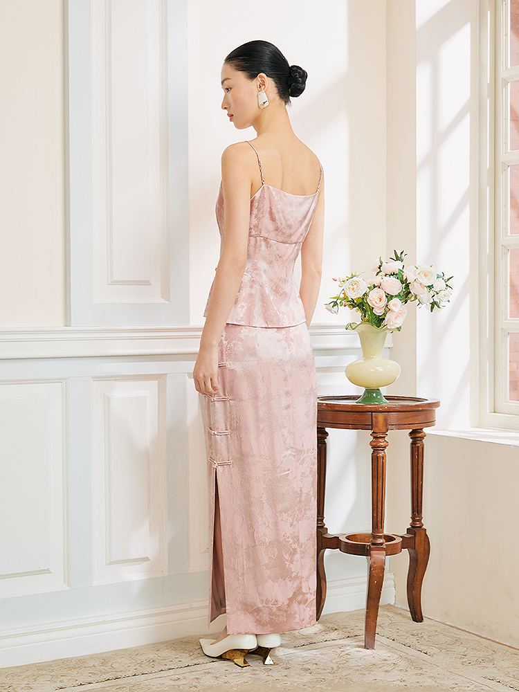 Song of Song歌中歌2026春季新品豆沙粉新中式提花吊带背心5C36104030