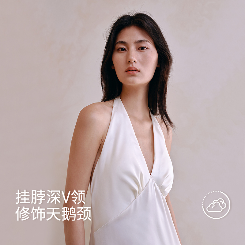 醋酸带杯女士挂脖睡裙8J35227110