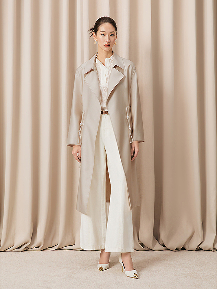 Song of Song歌中歌2026春季新品大翻领抽绳设计优雅风衣外套5C36107510